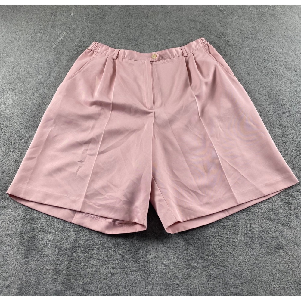 Women's High-Waist Pleated Pink Bermuda Shorts
